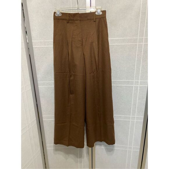 Women's wool blend Casual Palazzo Wide Leg Pants High Waisted Button Sol… - Picture 2 of 9